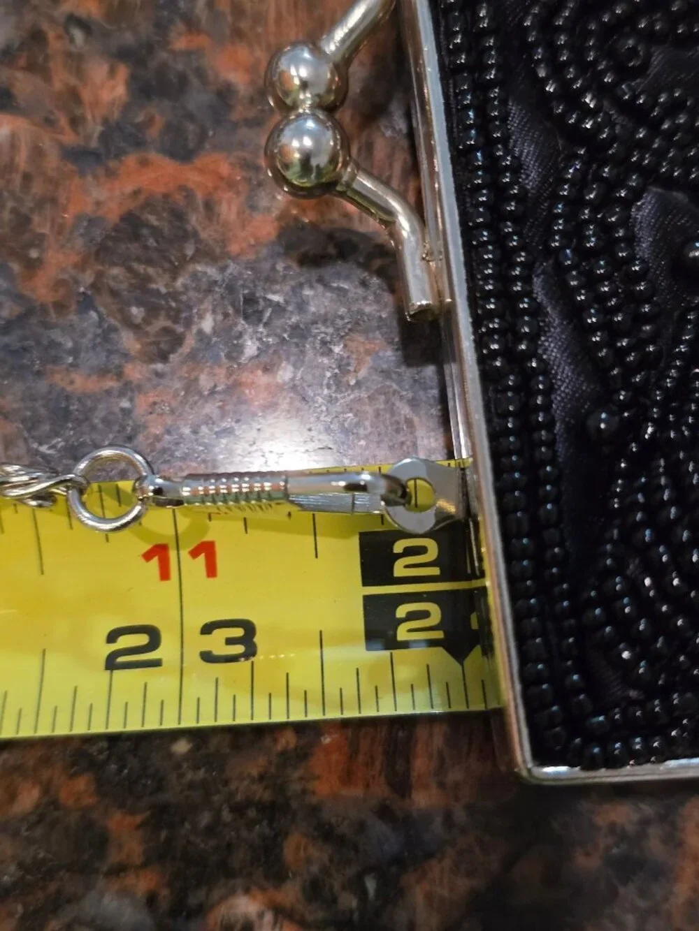 Vintage Bijoux Terner Kiss Lock Beaded Black Evening Clutch Purse Chain 5